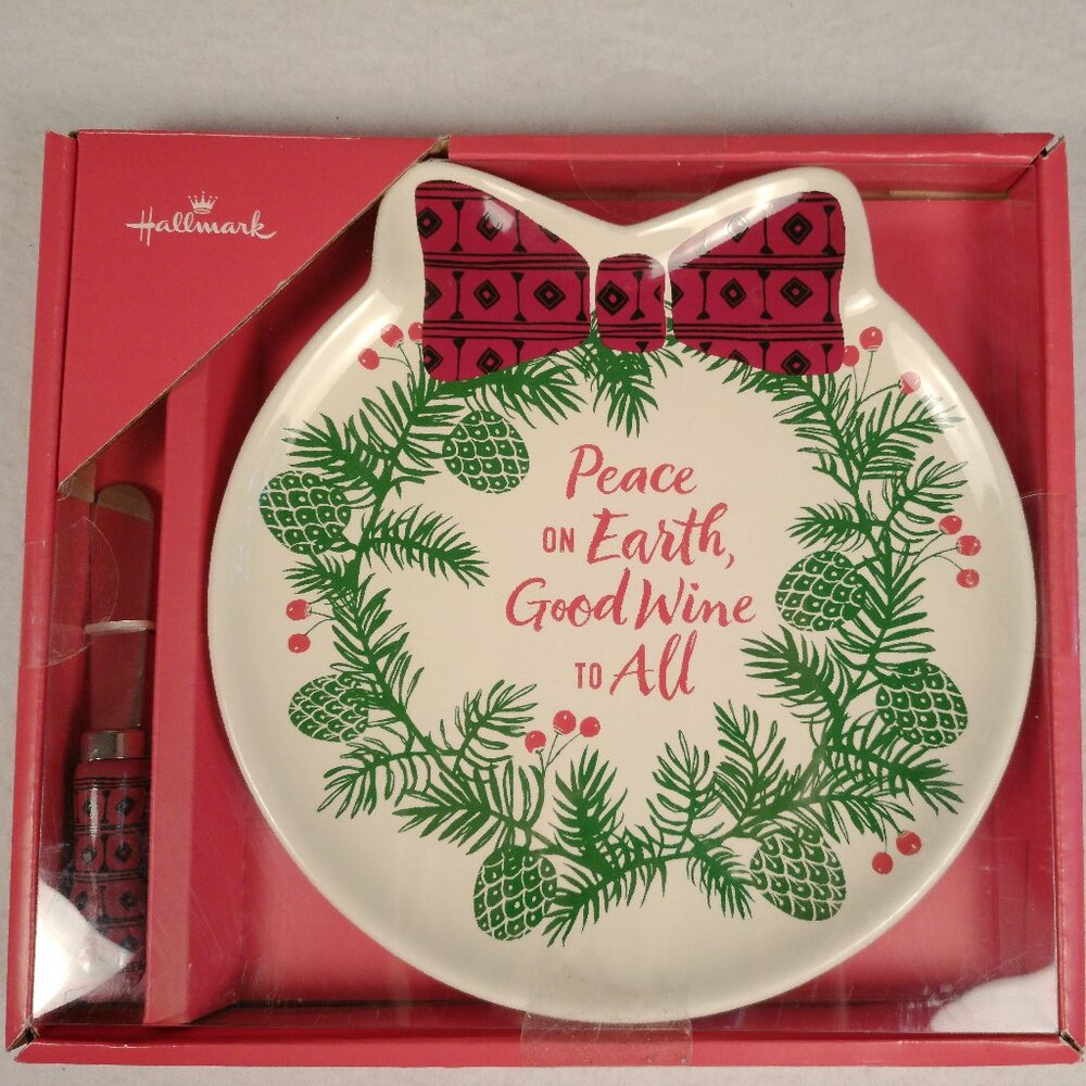 Vintage Hallmark Christmas Plate And Spreader‎ Set New In box